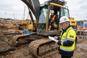 Assessor evaluating an operator completing an NVQ Level 2 Plant Operations qualification