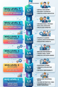 Timeline breakdown across different NVQ levels