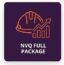 NVQ Full Package icon featuring an orange hard hat and growth arrow graphic on a purple background