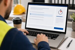 online test in a modern workspace
