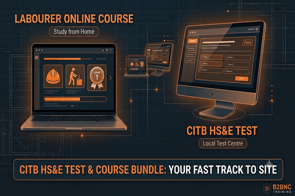 CITB HS&E test and online labourer course combined bundle graphic for B2BNC Training
