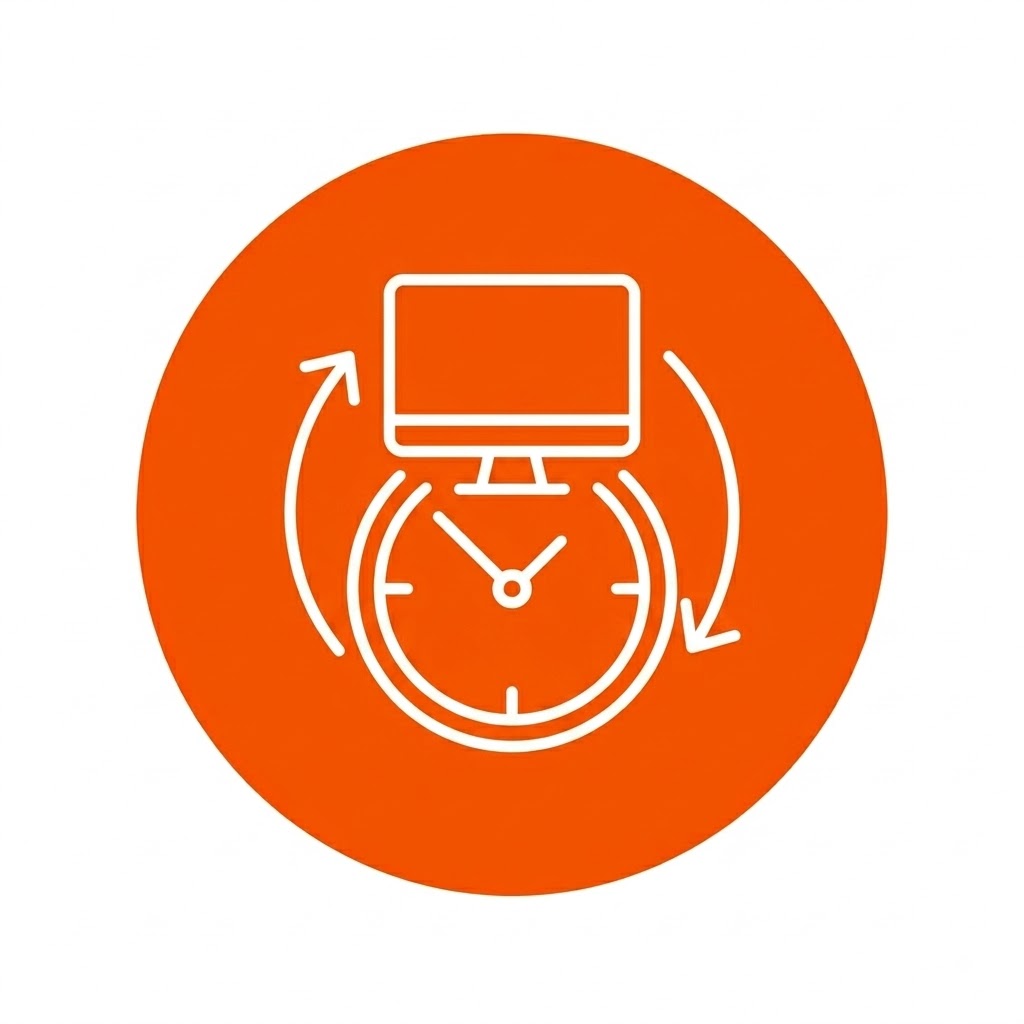 It is designed to represent the concept of choice, showing both a classic analog clock face (representing structured or classroom time) and a modern monitor screen (representing remote or self-paced online learning).