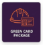 Green CSCS Card Package icon featuring an orange construction hard hat and ID card graphic on a purple background