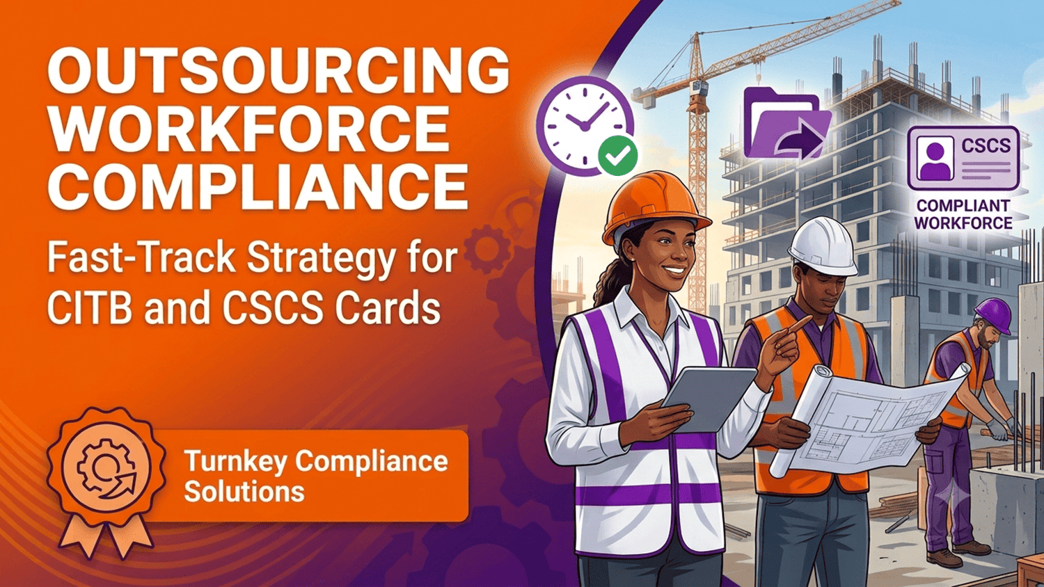 Outsourcing workforce compliance strategy showing CITB test bookings and CSCS cards for UK contractors